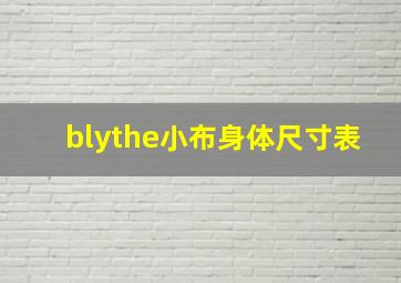 blythe小布身体尺寸表