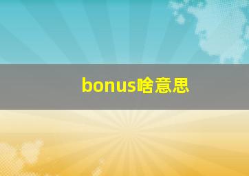 bonus啥意思