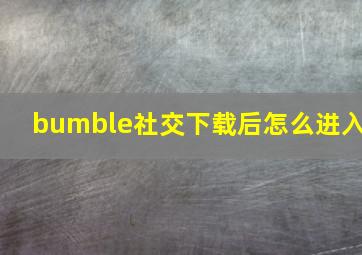 bumble社交下载后怎么进入