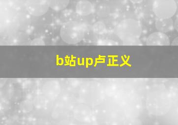 b站up卢正义