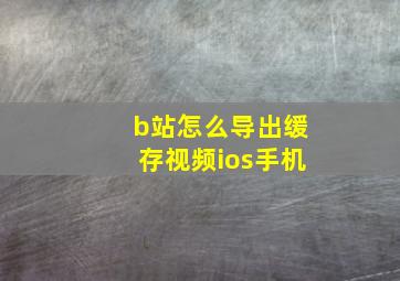 b站怎么导出缓存视频ios手机