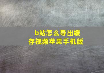 b站怎么导出缓存视频苹果手机版