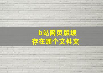 b站网页版缓存在哪个文件夹