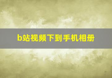 b站视频下到手机相册