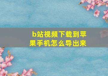 b站视频下载到苹果手机怎么导出来