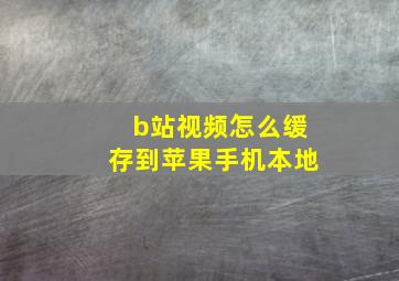 b站视频怎么缓存到苹果手机本地