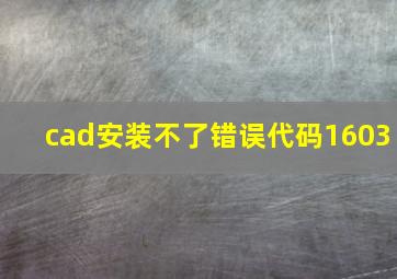 cad安装不了错误代码1603