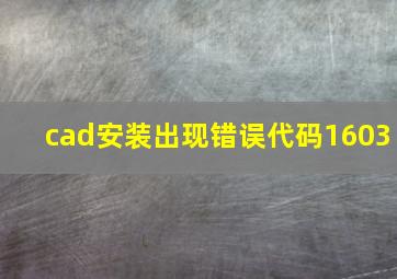 cad安装出现错误代码1603