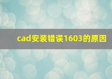 cad安装错误1603的原因