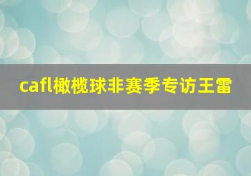 cafl橄榄球非赛季专访王雷