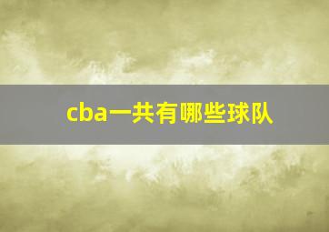 cba一共有哪些球队