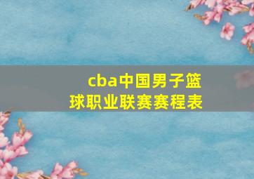 cba中国男子篮球职业联赛赛程表