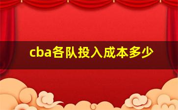 cba各队投入成本多少