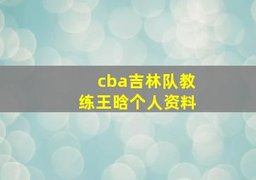 cba吉林队教练王晗个人资料