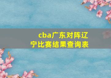 cba广东对阵辽宁比赛结果查询表