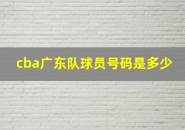 cba广东队球员号码是多少