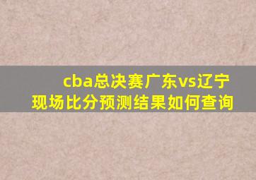 cba总决赛广东vs辽宁现场比分预测结果如何查询