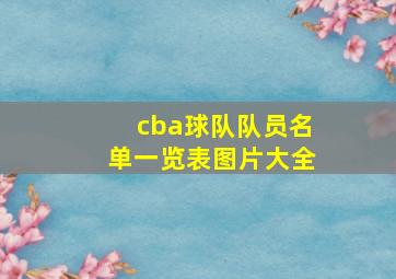 cba球队队员名单一览表图片大全