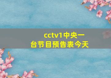 cctv1中央一台节目预告表今天