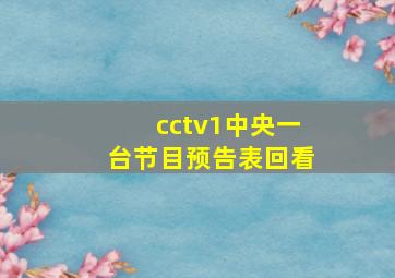 cctv1中央一台节目预告表回看