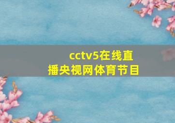 cctv5在线直播央视网体育节目