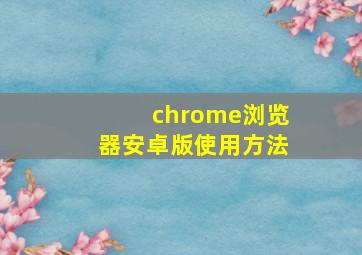 chrome浏览器安卓版使用方法