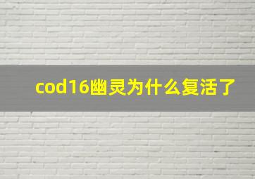 cod16幽灵为什么复活了