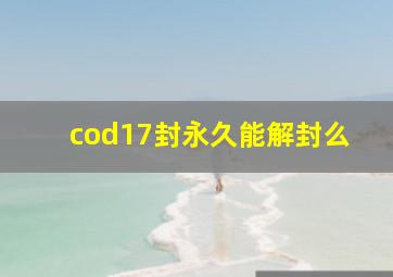 cod17封永久能解封么