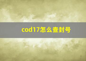 cod17怎么查封号