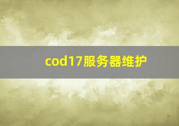 cod17服务器维护