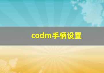 codm手柄设置