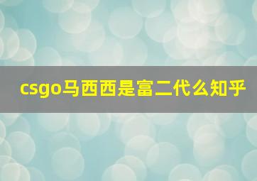 csgo马西西是富二代么知乎