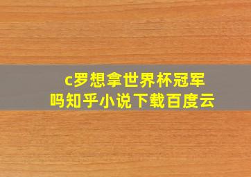 c罗想拿世界杯冠军吗知乎小说下载百度云