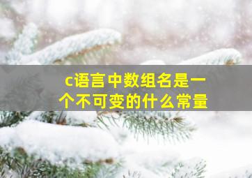 c语言中数组名是一个不可变的什么常量