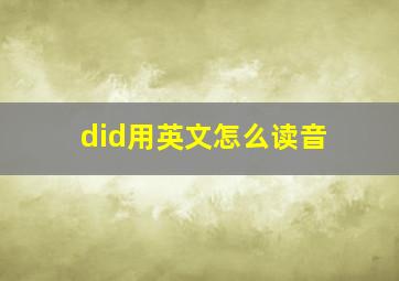 did用英文怎么读音