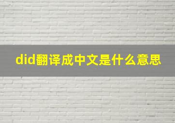 did翻译成中文是什么意思