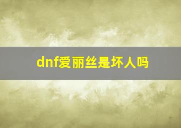 dnf爱丽丝是坏人吗