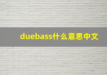 duebass什么意思中文