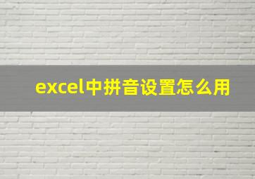 excel中拼音设置怎么用