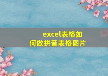 excel表格如何做拼音表格图片