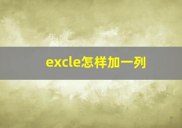 excle怎样加一列