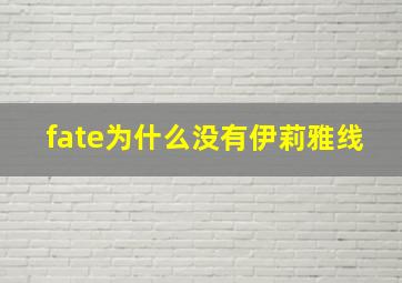 fate为什么没有伊莉雅线