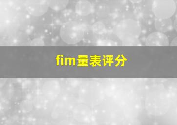 fim量表评分