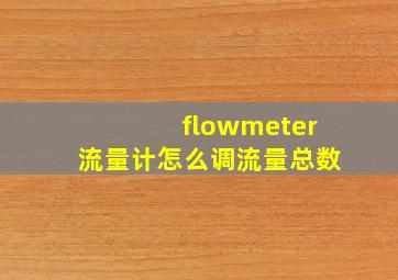 flowmeter流量计怎么调流量总数