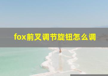 fox前叉调节旋钮怎么调