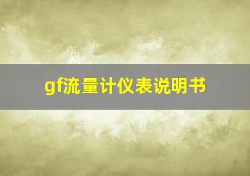 gf流量计仪表说明书