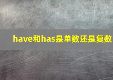 have和has是单数还是复数