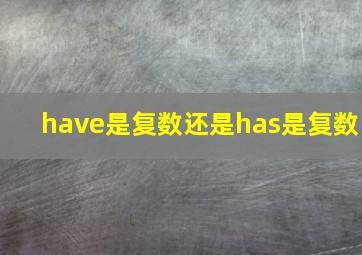 have是复数还是has是复数