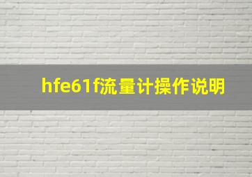 hfe61f流量计操作说明