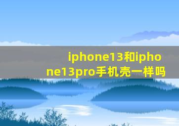 iphone13和iphone13pro手机壳一样吗